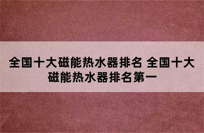 全国十大磁能热水器排名 全国十大磁能热水器排名第一